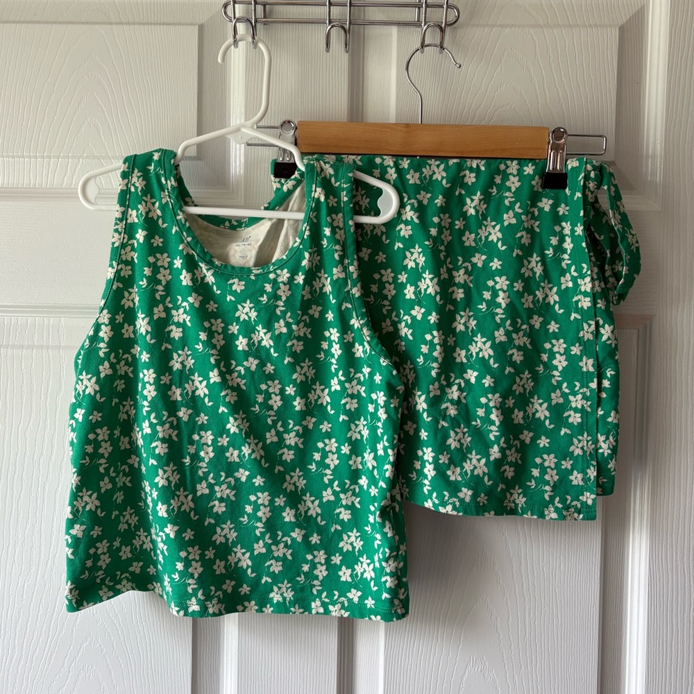 GAP Kids Green Floral Two Piece Tank Top Skort Matching Set Size 14/16